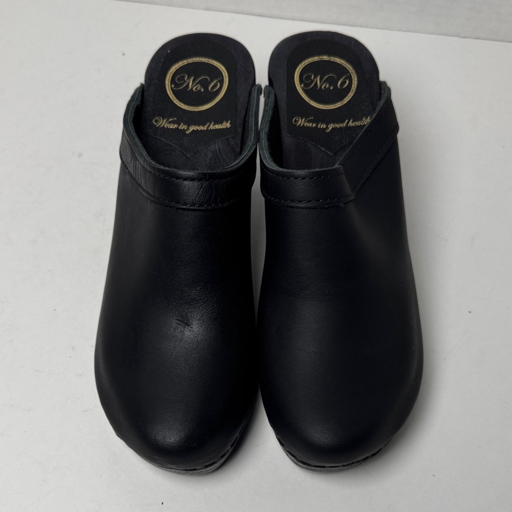 NO. 6 Store NWOB Old School Clog High Wooden Heel Black Leather Minimal Chic 38 - Picture 5 of 14